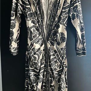 Vince Camuto Long Sleeve Dress with Black Floral on Cream